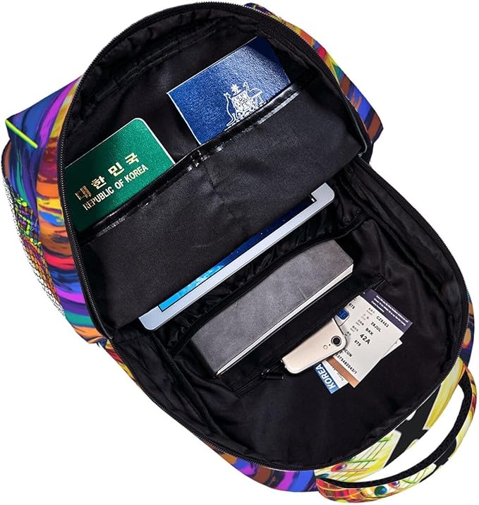 Men Women Lightweight Abstract Music Notes Art Backpack Large Capacity Carry On Bag With Padded Straps for Sports Work Walking Cycling