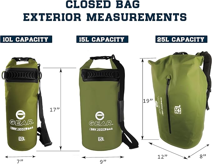 Enthusiast Gear Insulated Dry Bag Floating Cooler – 10L / 15L / 25L Roll Top, Leak Proof, Waterproof, Collapsible, with Padded Shoulder Strap - Perfect for Kayaking Fishing Beach
