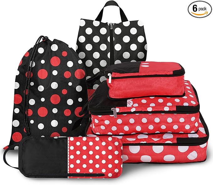 6 Pcs Compression Packing Cubes for Travel, Waterproof Luggage Organizer Washable Storage Bags Set - Packaging Cubes for Backpack Travel and Carry-Ons