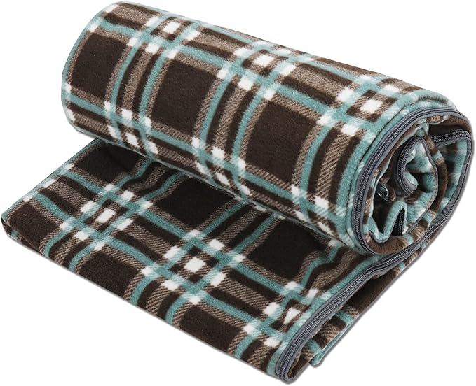 REDCAMP Fleece Sleeping Bag Liner Thicker for Adult Warm or Cold Weather, 73" Long Full Sized Zipper Camping Blanket for Outdoor Indoor Used with Sack, Brown