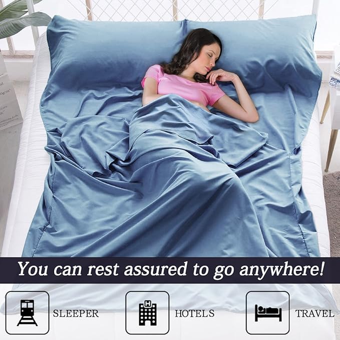 Sleeping Bag Liner Ultralight Travel Sheet Dirt-Proof Camping Sheets Compact Hotel Sleeping-Sack for Outdoor Backpacking Hiking