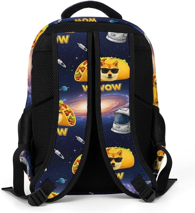 Travel Backpack Purse for Women, Galaxy Space Shiba Inu Dog Cute Laptop Backpack with Tumbler Holder for Nurse Teacher College Work Casual Daypack
