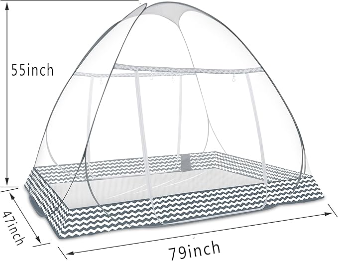 Instant Pop-Up Mosquito Net Tent for Bed | Full Enclosure Design with Ultra-Fine Mesh & Portable Foldable Frame | Indoor/Outdoor Camping, Travel Bed Canopy - Easy Setup & Pack up(Double Size)