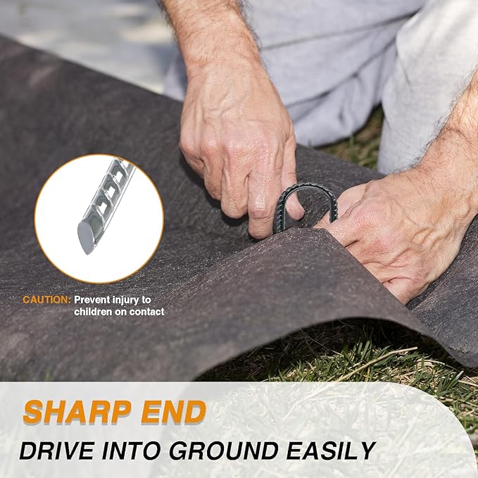 8 Inch Rebar Stakes Heavy Duty, 10 Pack Garden Stake U-Hook, Electrostatic Rust Proof Metal Stakes for Tent, Landscape,Outdoor Decorations, Fabric Ground Cover, Tube Fixing