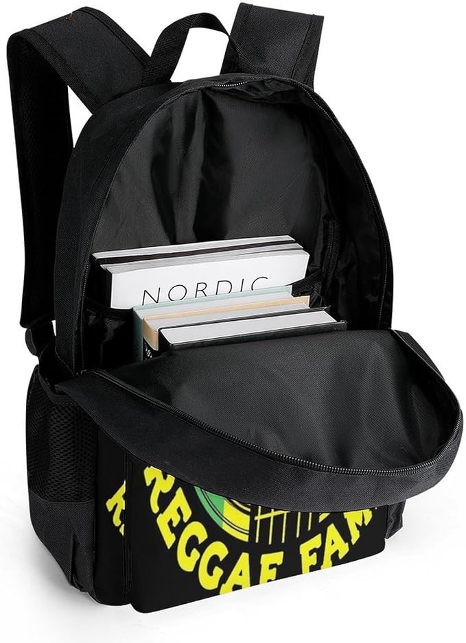 Supdreamc Shoulder Book Bags Anti-Theft Multipurpose Big Capacity Bookbag, Jamaica Reggae Rasta Lion Painting Travel Hiking Backpack With Smooth Zippers