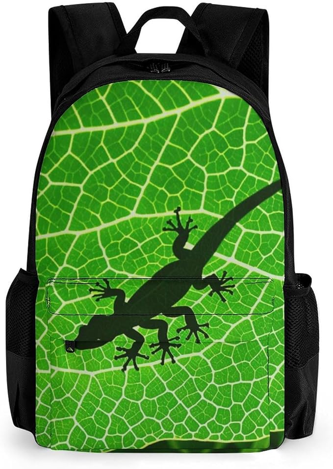 Supdreamc Men Women Lightweight Biology Animal Frog Green Leaf Casual Daypack Big Capacity Bookbag With Padded Straps for Gym Travel Walking Cycling