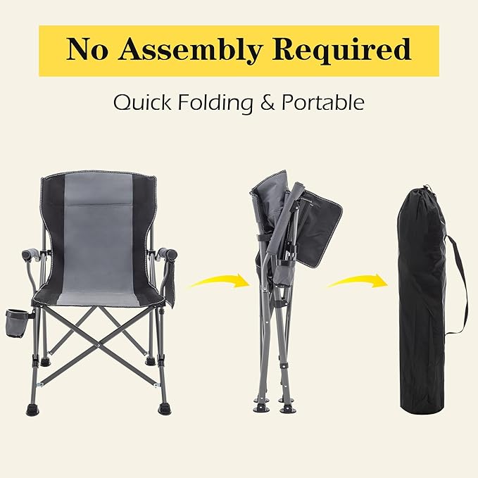 Fishing Chair Camping Chairs Foldable Lawn Beach Portable Campact Chair with Side Pockets and Cup Holder for Adults