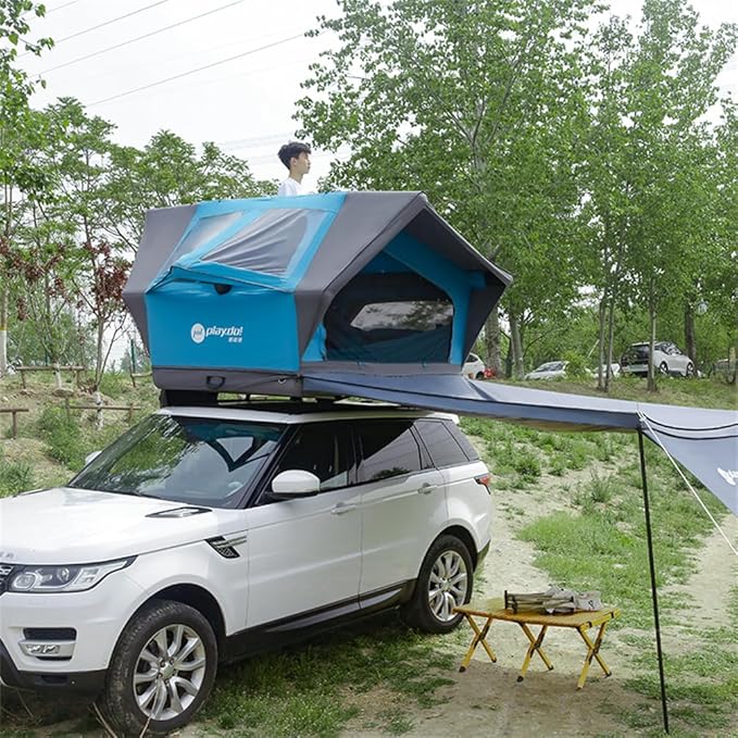 UNISTRENGH Waterproof Rooftop Tent, Portable Inflation Roof Top Tents Softshell, Pop up Roof-top Tent Camping for Jeep SUV Van Truck Car Tents with LED Lighting