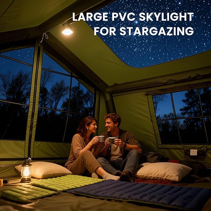 Inflatable Tents for Camping, Large Blow Up Tent with Hand Pump, Easy Setup InflatableTent 4 Season Tent, Waterproof Oxford Air Glamping Tents for Camping Adult 4/6/8/10/12 Person