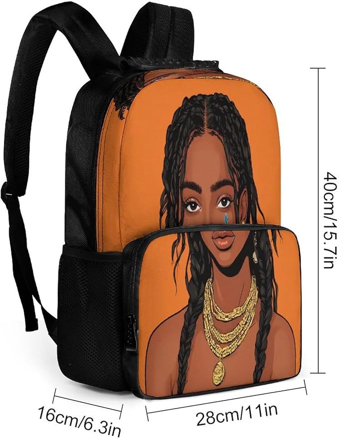 Rucksack Polyester Anti-Theft Multipurpose Cool Dreadlocks Hair Afican Woman Art Carry On Bag Large Capacity Travel and Sport Backpack Rucksack With Smooth Zippers