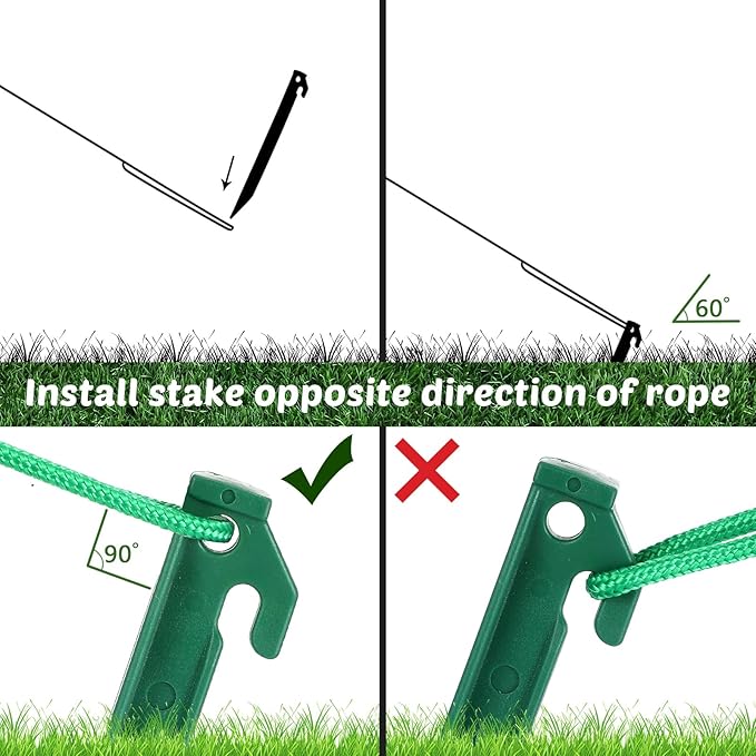Yinkin 18 Sets Inflatable Stakes Replacement Yard Inflatable Plastic Stakes and Tethers for Halloween Lawn Tents Pegs Outdoor Camping Canopy