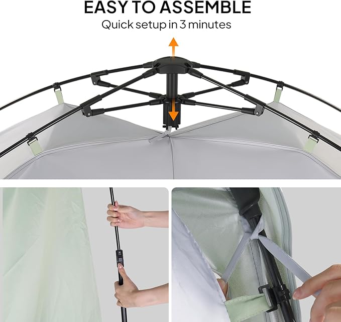 VINGLI 2 Room Shower Tent, 7.5 FT Instant Pop Up Shelter with Carrying Bag, Privacy Changing Room Tent,Perfect for Portable Toilet, Camping, Dressing, Outdoor Indoor, Easy Set Up