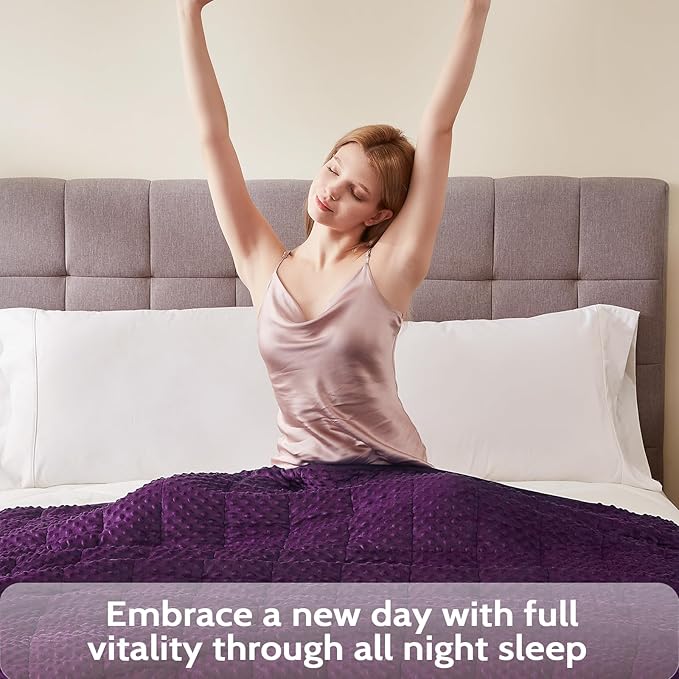 L'AGRATY Weighted Blanket - 36"x48" 5lbs Minky Dots Heavy Blanket with Glass Beads Soft Breathable for All-Season Summer Fall Winter Thick Comfort for Sleeping