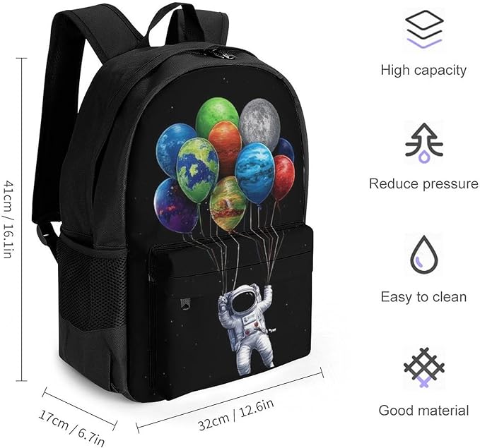 Supdreamc Lightweight Rucksacks for Climbing Outdoors Walking Cycling, Large Capacity Anti-Theft Multipurpose Carry On Bag, Trippy Space Astronaut Planet Art Camping Outdoor Backpack
