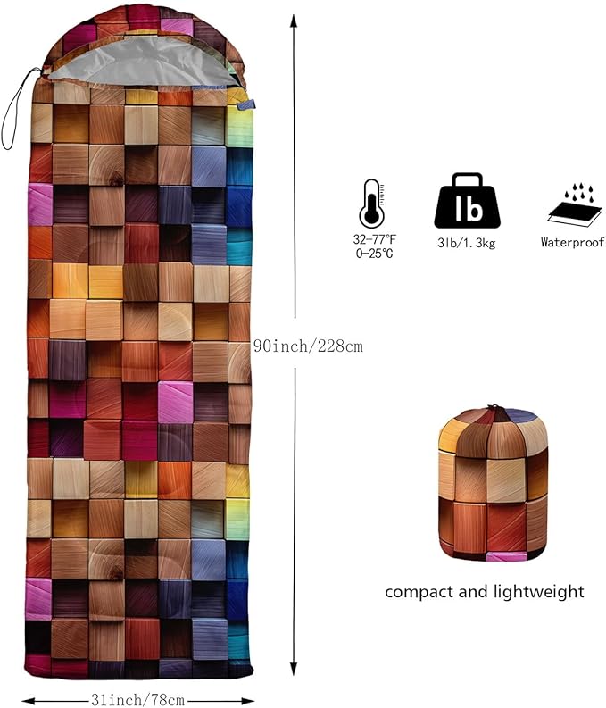 Kids Sleeping Bag for Boys Girls,Bohemian Cowboy Print-Lightweight Warm Portable Outdoor Indoor-Waterproof Cold Weather Resistant Sleeping Bag for Camping Hiking