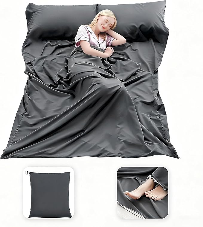 Sleeping Bag Liner Lightweight Compact Sleeping Bag Sack Portable Clean Travel Sheet Camping Sleep Sheet for Backpacking Hotel Hiking