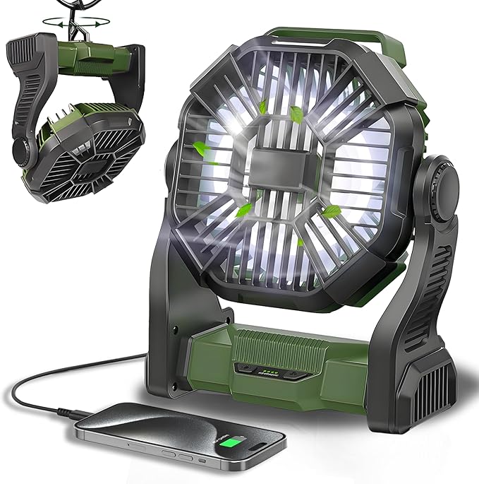 Portable Fan Rechargeable, 25400mAh Cordless Battery Powered Fan with LED Lantern, USB C Battery Operated for Travel Bedroom Home Camping Tent Office Beach Desk Fishing Table