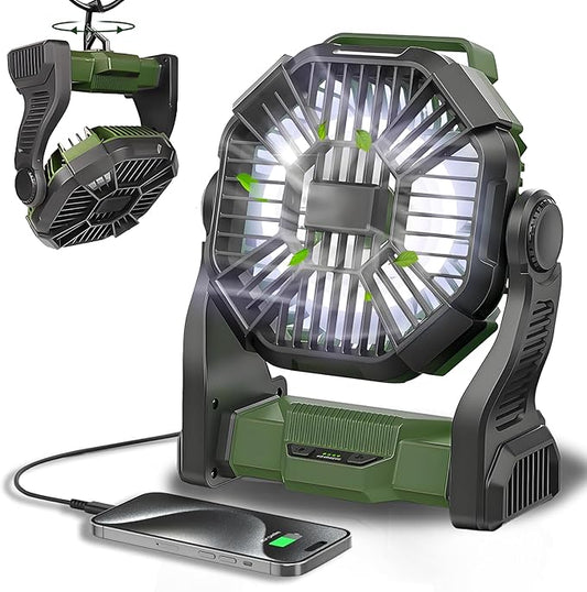 Portable Fan Rechargeable, 25400mAh Cordless Battery Powered Fan with LED Lantern, USB C Battery Operated for Travel Bedroom Home Camping Tent Office Beach Desk Fishing Table