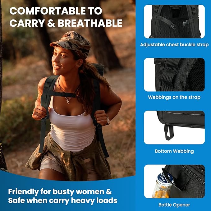 Expandable Cooler Backpack - 35/50 Cans Insulated Backpack Cooler for Men & Women, Portable 2 Leak Proof Compartments Coolers Bag for Picnic, Lunch, Hiking, BBQ Camping and Beach