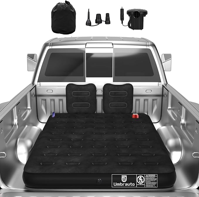 Umbrauto Air Mattress for 5.5-6.5 ft Short Bed Full-Size Trucks, Pickup Truck Airbed Mattress with Corded Air Pump for Outdoor Travel