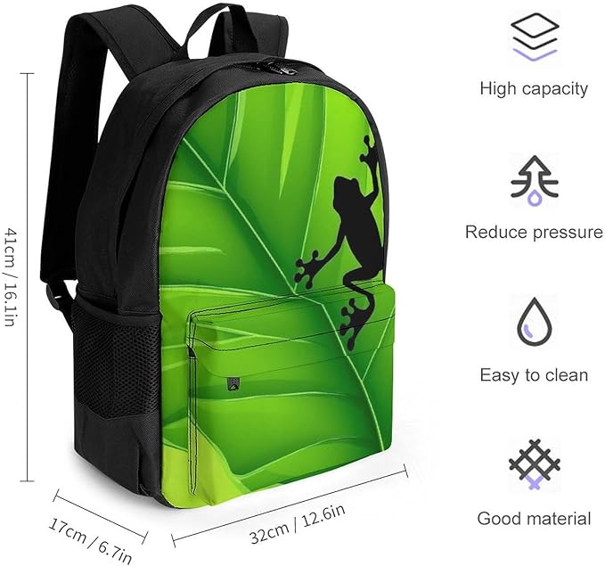 Rucksacks Lightweight Multipurpose Anti-Theft Green Leaf Frog Shoulder Bag Big Capacity Traveling Camping Backpack With Side Pockets