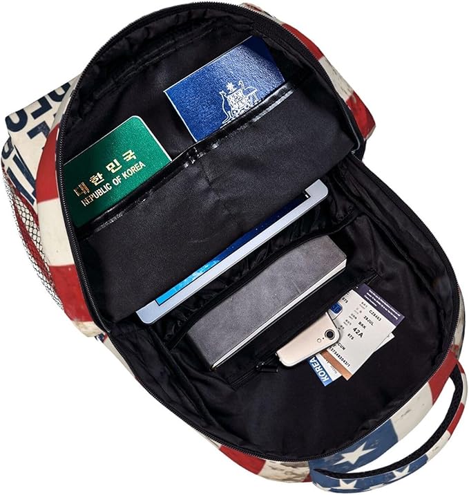 Daypack Anti-Theft Multipurpose Large Capacity Shoulder Bag, 250 Years American 250th Anniversary USA Flag Art Travel Hiking Camping Rucksack With Smooth Zippers