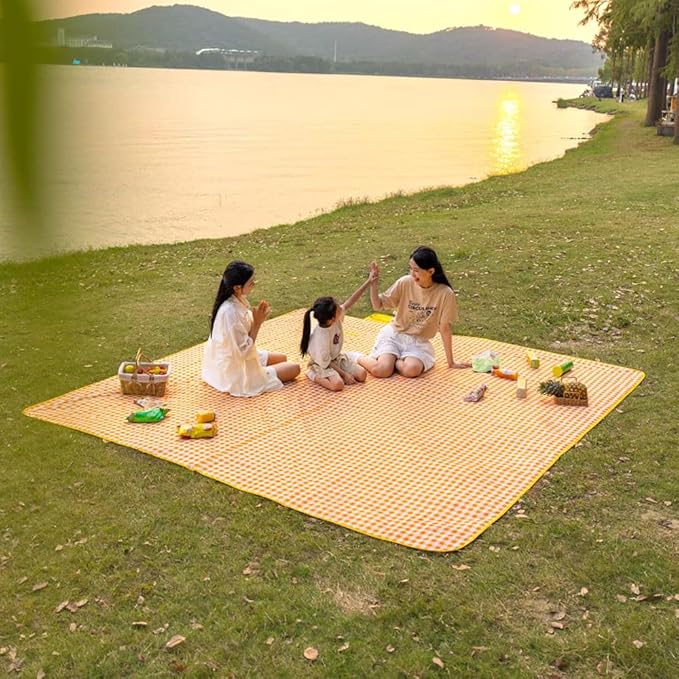 Extra Large 80"x 80" Beach Blanket, Outdoor Picnic Blankets, Waterproof Sandproof Portable Blankets, Foldable and Lightweight for Spring Summer Camping, Beach, Park