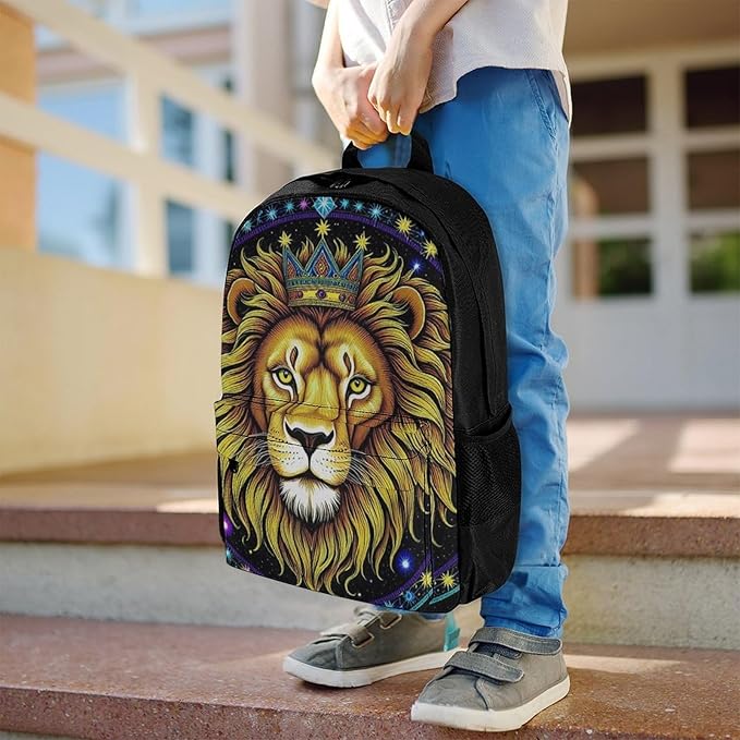 Supdreamc Rucksacks Polyester Anti-Theft Multipurpose Trippy King Of The Lion Art Carry On Bag Large Capacity Gym Outdoor Hiking Backpack With Smooth Zippers