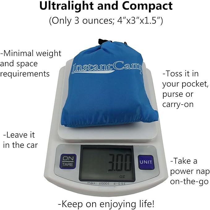 Ultra Lightweight Inflatable Backpacking Travel Camping Pillow - Compact, Comfortable, Ergonomic, Durable Used for Lumbar Support, Camp, Hike