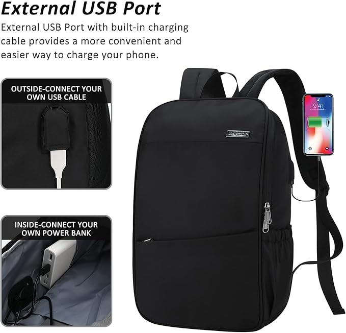 MAXTOP Deep Storage Laptop Backpack with USB Charging Port[Water Resistant] College Computer Bookbag Fits 16 Inch Laptop