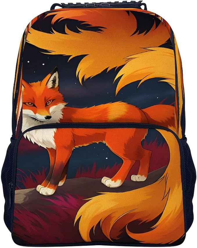 Lightweight Daypack Backpack for Trekking Work Running, Big Capacity Multipurpose Anti-Theft Bookbag, Anime Fox Art Business Computer Bag