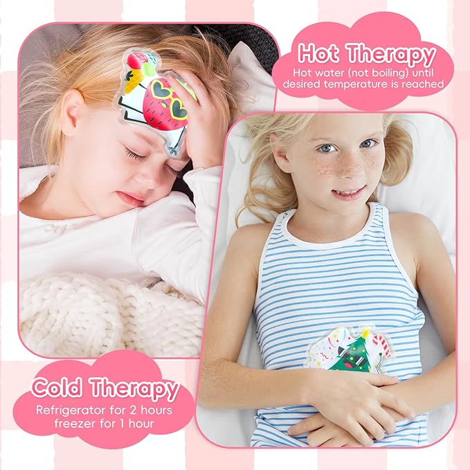Kids Ice Packs for Boo Boos, 3 Packs Toddler Gel Ice Packs Wrap for Injuries Reusable, Hot Cold Compress for Children's Fever Pain Relief, Wisdom Teeth, First Aid, Bumps & Bruises
