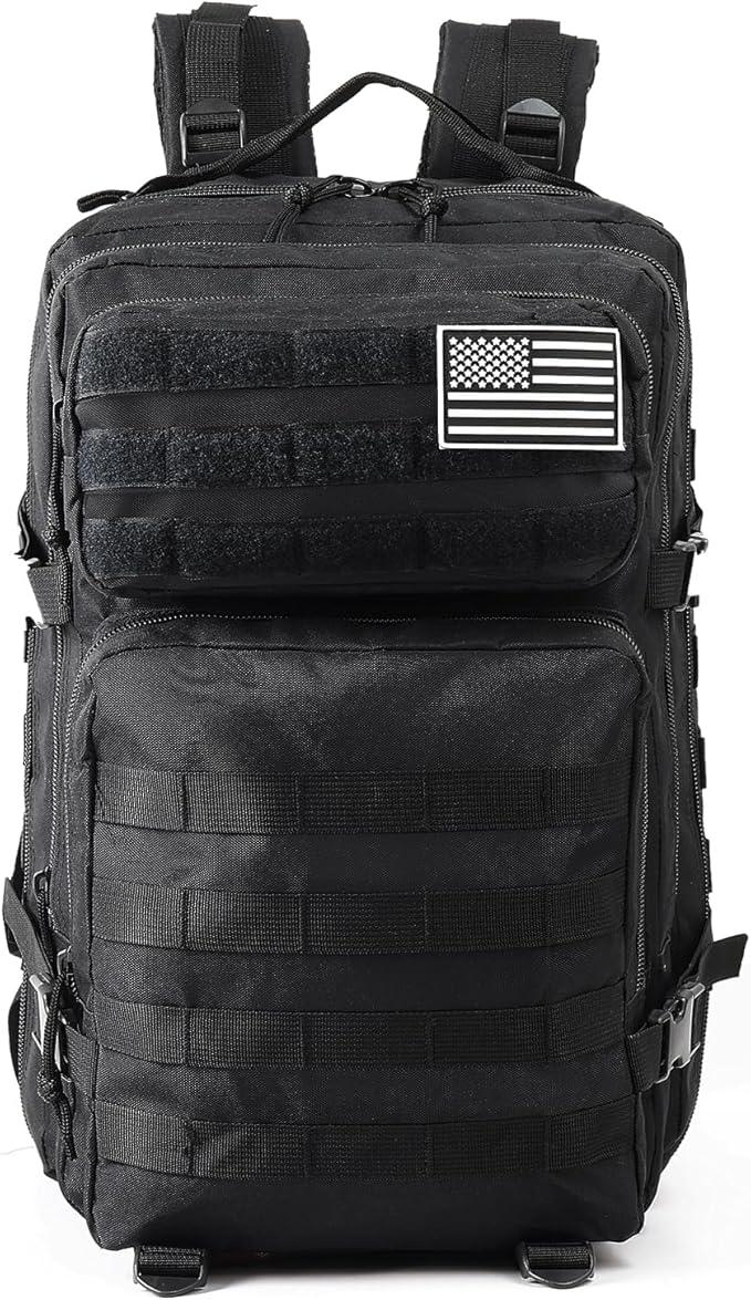 J.SH Large Military Tactical Backpack for Men, Army Assault Pack Bag with MOLLE System, 3-Day Bug Out Bag for Outdoor Hiking, Gym, Tactical Missions, Rugged Survival & Outdoor Rescue - 45L Black