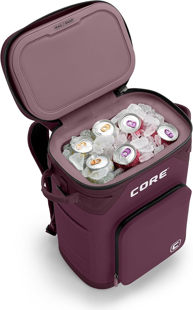 CORE Magnetic Leak Proof Soft Cooler with Waterproof Zipper | Insulated Bag Portable Ice Chest Box | Best Soft Cooler for Food & Beverages for Tailgating, Car Camping, Travel, and Family Beach Picnics