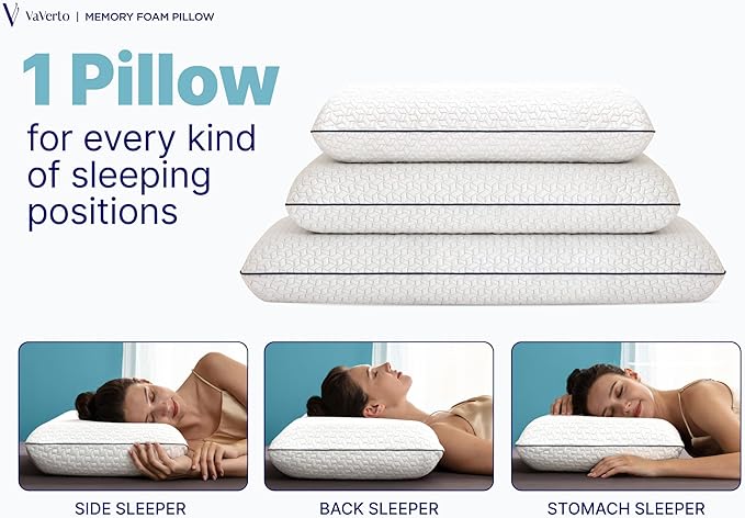 Cooling Gel Memory Foam Pillow - 1-Pack - King Size Bed Pillows For Sleeping - Medium-Firm - Back, Stomach and Side Sleeper Pillow - Shoulder & Back Pain Relief - Washable , Bamboo Viscose Cover