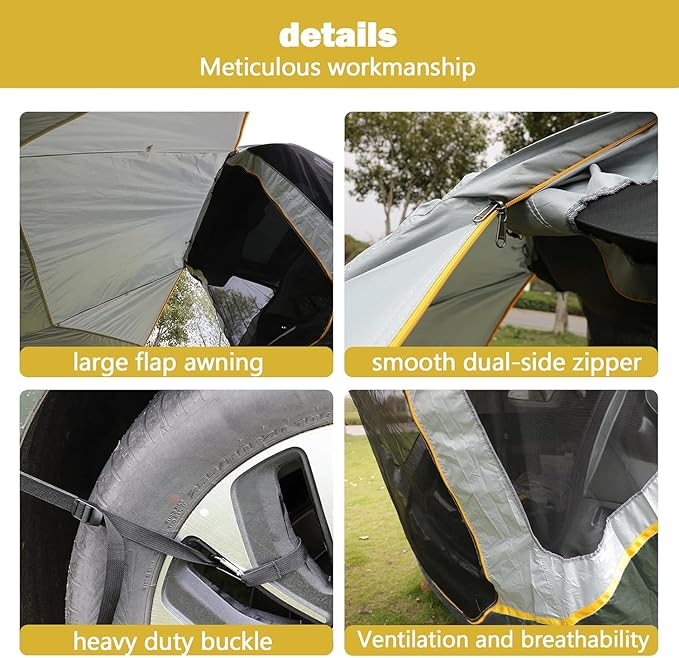 SUV Tent Car Awning, UPF 50++ with Portable Waterproof Storage Bag, Tear-Resistant, Large Space, Good Vision, Smooth Ventilation, Suitable for Outdoor Beach Camping Auto Canopy Shade…