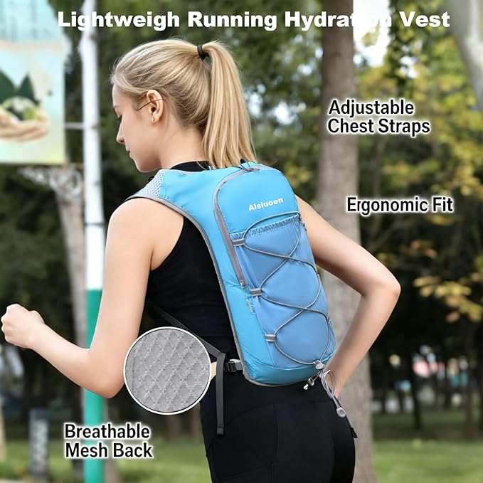 Hiking Hydration Pack Running Backpack Daypack Vest for Women Men,Lightweight Hydration Packs Cycling Biking Trail Race Rave Marathon (with 2L Water Bladder)