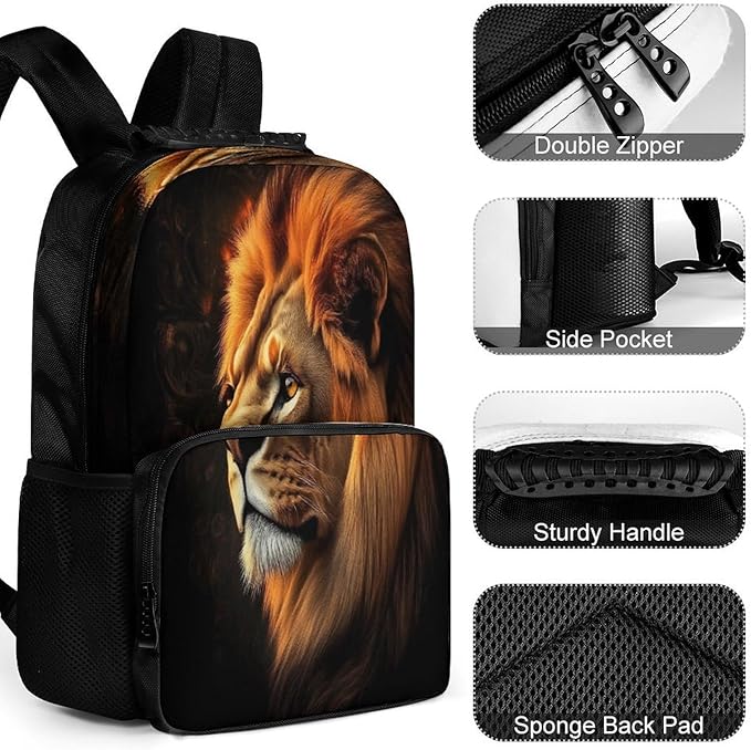 Rucksack Polyester Anti-Theft Multipurpose Lion Of Judah Bookbag Big Capacity Travel and Sport Backpack Rucksack With Side Pockets