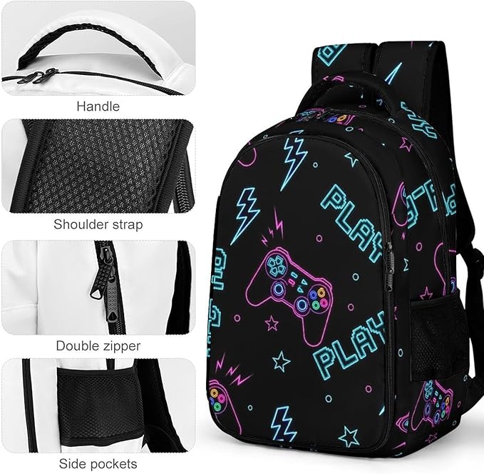 Business Laptop Backpack Games Video Game Blue, Waterproof Travel Anti Theft Computer Bag with Water Bottle Pockets Gifts for Men Women