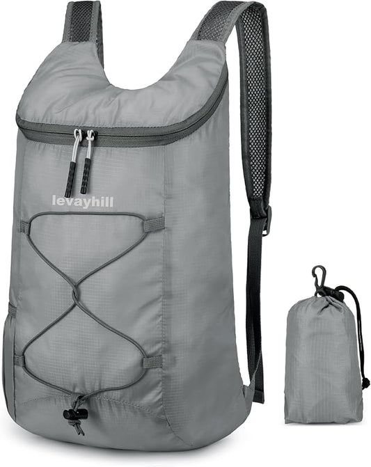 16L Lightweight Foldable Hiking-Backpack Small Packable-Daypack For Travel,Ultralight Water-Resistant Gym Bag Men Women Easy Carry-on (Gray)