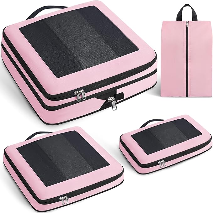 Compression Packing Cubes for Travel, Lightweight Vacation Travel Essentials, Travel Accessories for Suitcase Organizer Bags Set, Durable Luggage Organizer