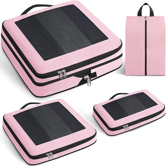 Compression Packing Cubes for Travel, Lightweight Vacation Travel Essentials, Travel Accessories for Suitcase Organizer Bags Set, Durable Luggage Organizer