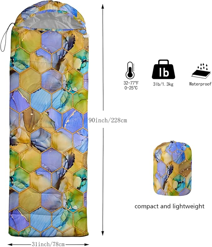 Sleeping Bags for Adults and Kids Camping Sleeping Bags for Girls and Boys Lightweight Waterproof Cold/Warm 3-Season Outdoor Travel with Compression Bags