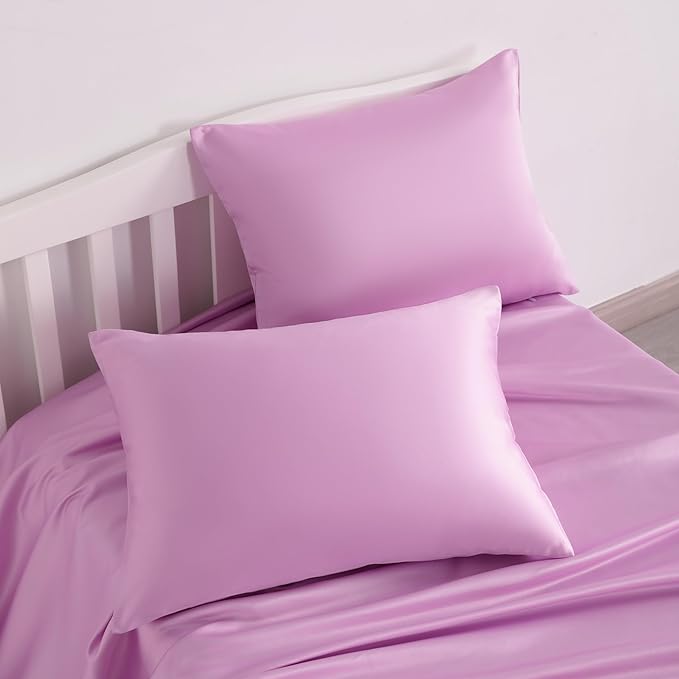 NTBAY Zippered Silk Satin Toddler Pillowcases - 2 Pack Hidden Zipper 13x18 Pillowcases - Luxury and Silky Baby Travel Pillow Covers, Light Pink