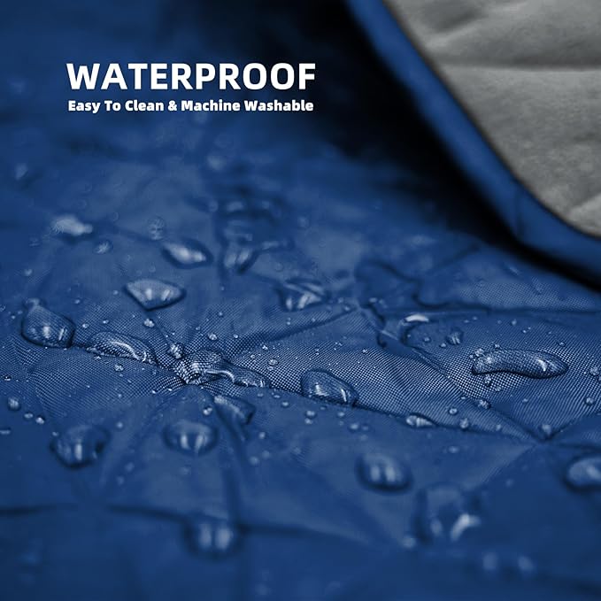 Outdoor Waterproof Blanket, Foldable Fleece Stadium Blanket for Outdoor Sports Event, Camping, Car, Pet, Picnics - Windproof, Wearable, Machine Washable 80" x 58" (Dark Blue)