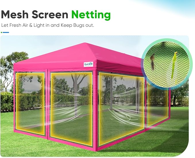 Quictent 10'x20' Pop up Screened Canopy Tent with Mosquito Netting, Portable Easy up Outdoor Screen House Shelter for Patio, Camping and Picnic, Includes Wheeled Carry Bag