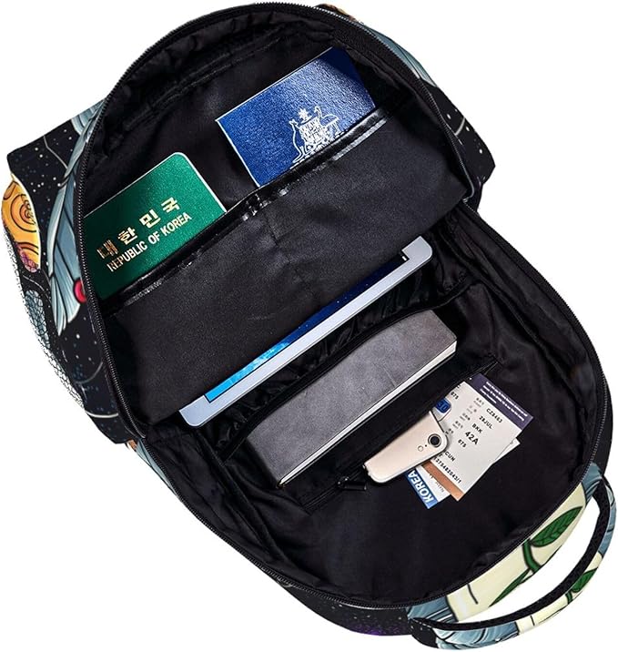Men Women Lightweight,Astronaut Starry Sky Roses Colorful Planet Art Casual Daypack Big Capacity Bookbag With Padded Straps for Gym Travel Walking Cycling