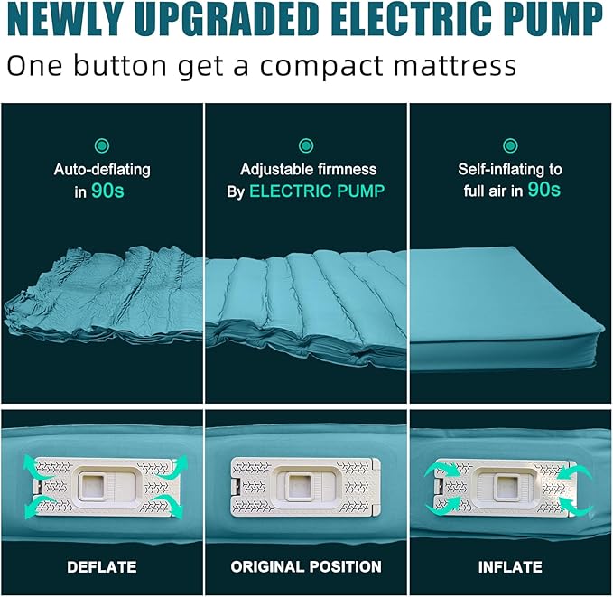 Tesla Camping Air Mattress with Foam, Ultra Thick 4" Self Inflating Sleeping Pad with Electric Pump for Model Y, R-Value 9.5 Insulated Car Camping Mattress Pad for All Seasons