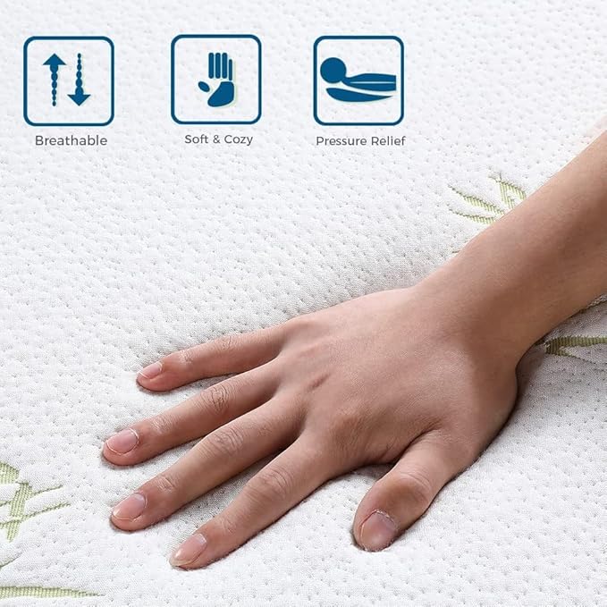 Inofia 6 Inch Folding Mattress, Trifold Memory Foam RV Mattress with Ultra Soft Removable Cover, Foldable & Portable for Camper/Truck/Trailer/Guest Bed, Short King Size (75" x 72" x 6")