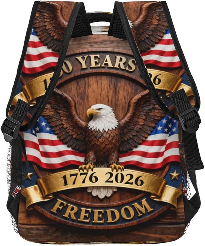 Lightweight Daypack Backpack for Trekking Work Running, Big Capacity Multipurpose Anti-Theft Bookbag, 250th Anniversary Freedom Eagle Art Business Computer Bag